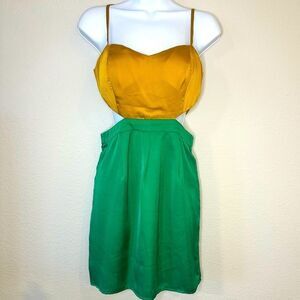 Ark & Co Green and Gold Cut Out Mini Dress